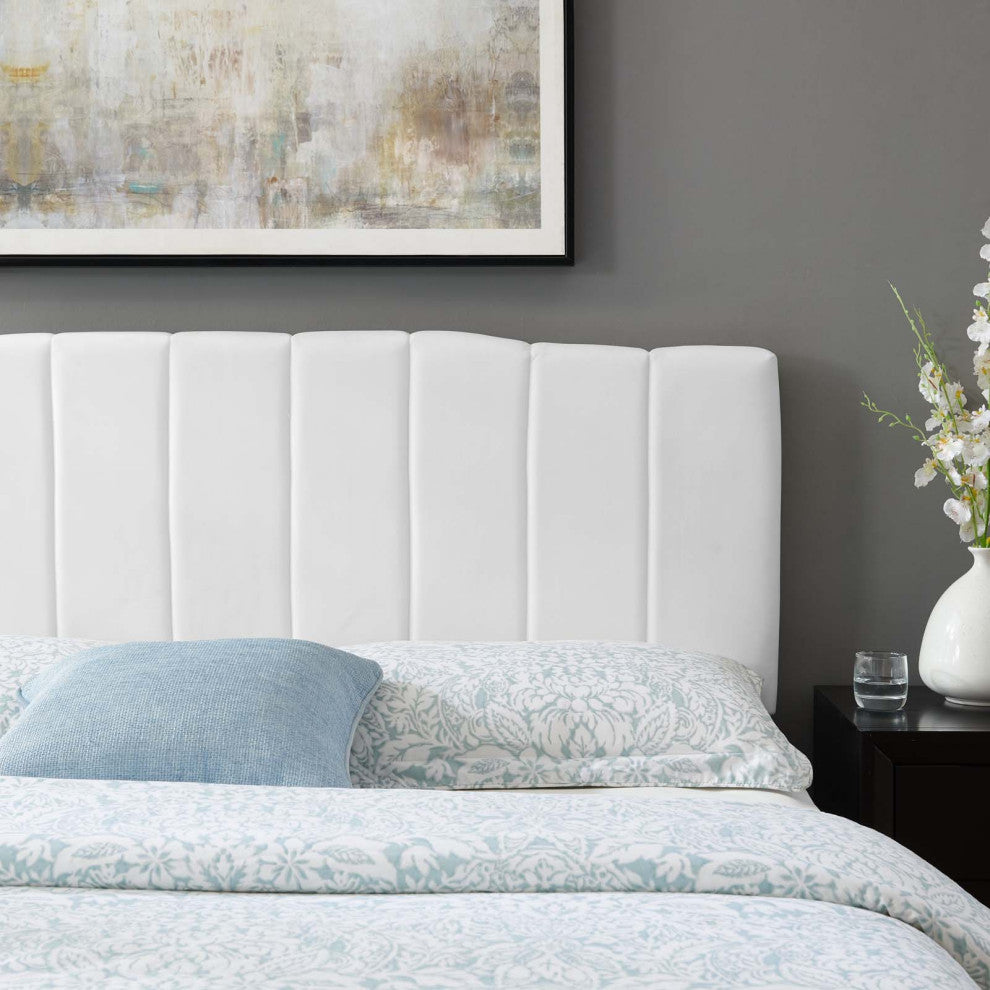 Tufted Headboard, King Size, Velvet, White, Modern Contemporary, Bedroom Master