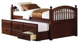 Coaster Norwood Wood Twin Captain's Bed with Trundle and Drawers in Chestnut