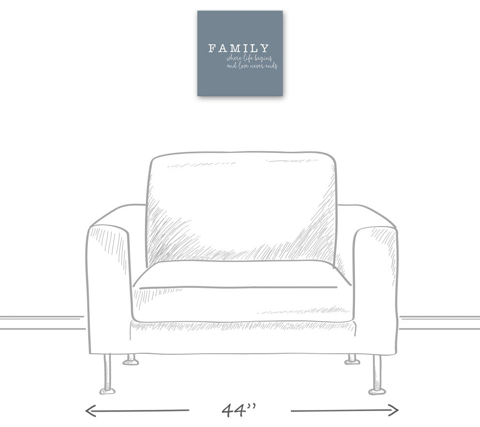 Family Where Life Begins 12x12 Canvas Wall Art