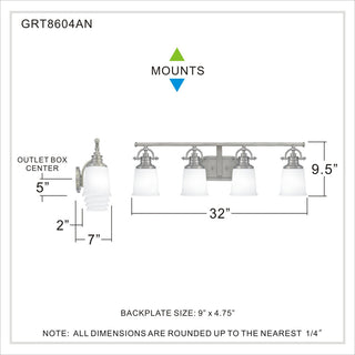 Quoizel GRT8604 Grant 4 Light 32"W Bathroom Vanity Light - Polished Chrome