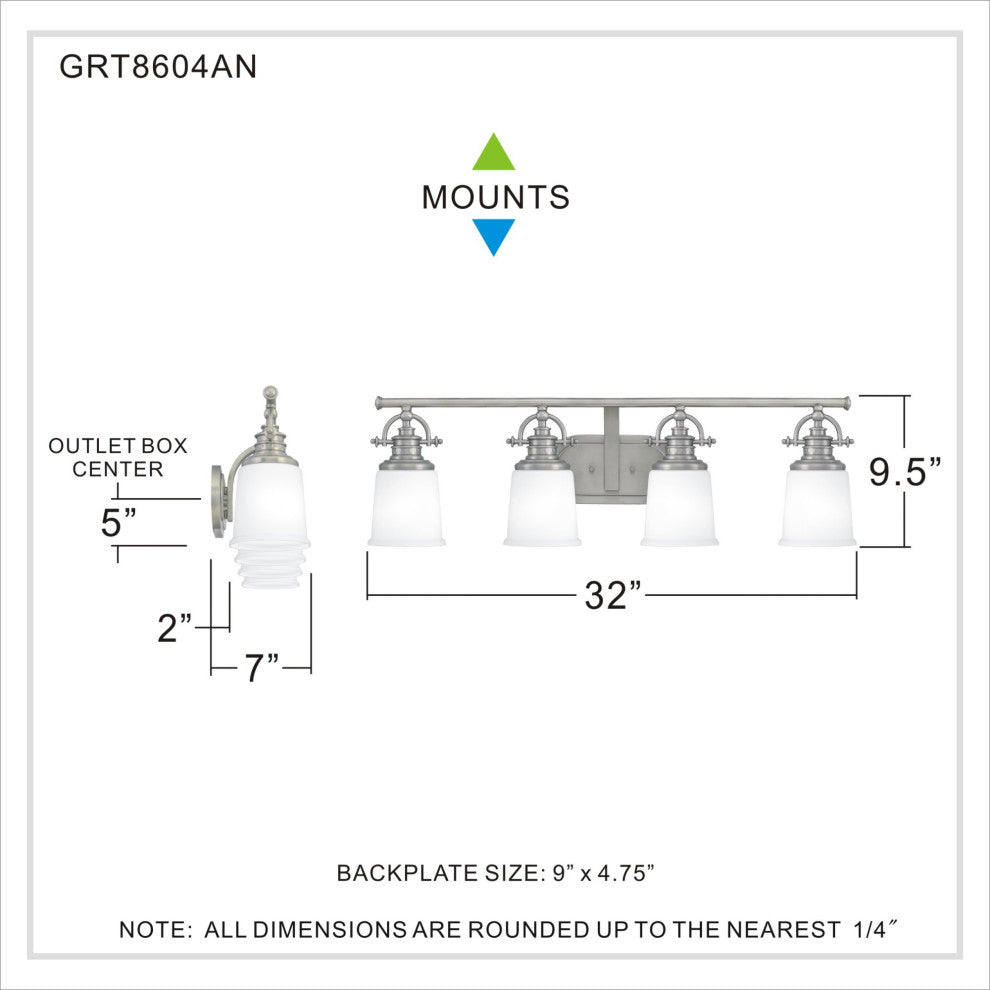 Quoizel GRT8604 Grant 4 Light 32"W Bathroom Vanity Light - Polished Chrome
