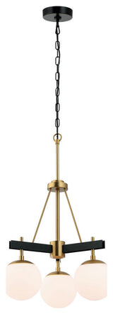 Allie 3-Light Chandelier, Black/Satin Brass