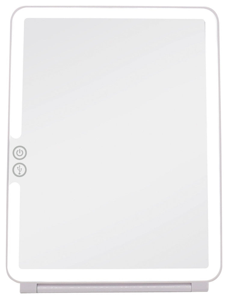 Touch Pad 2.0 Rechargeable LED Makeup Mirror with Flip Cover, White