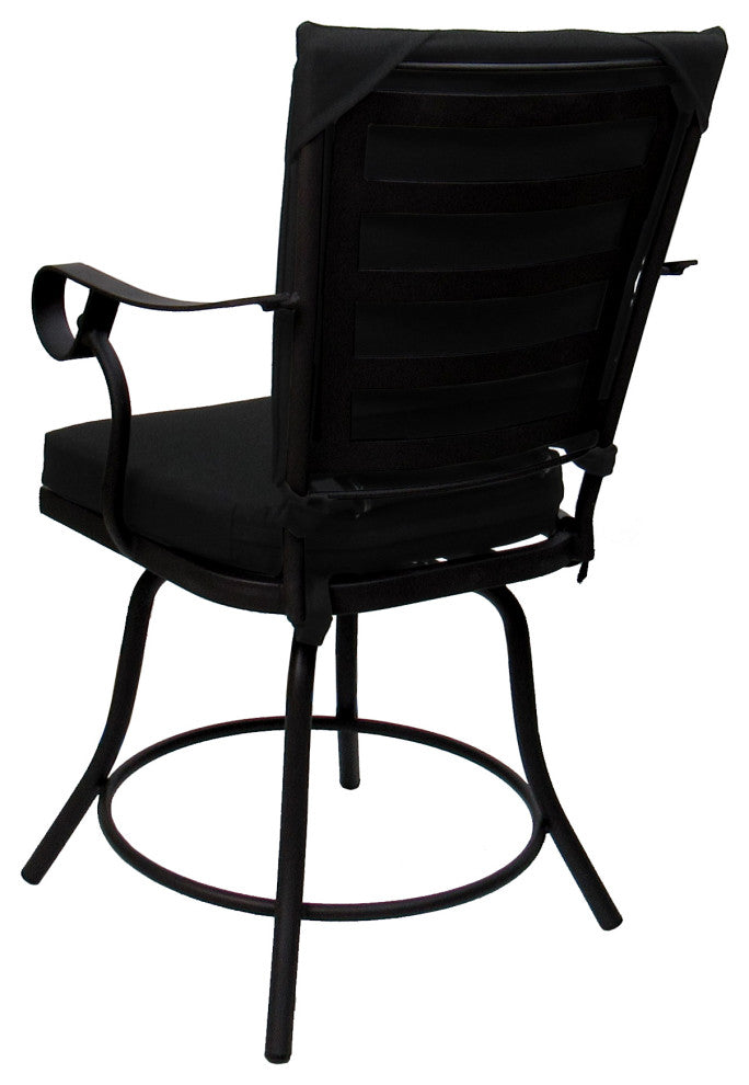 Outdoor/Indoor Patio Swivel Dining Chair Jamey With Arms, Black - Black