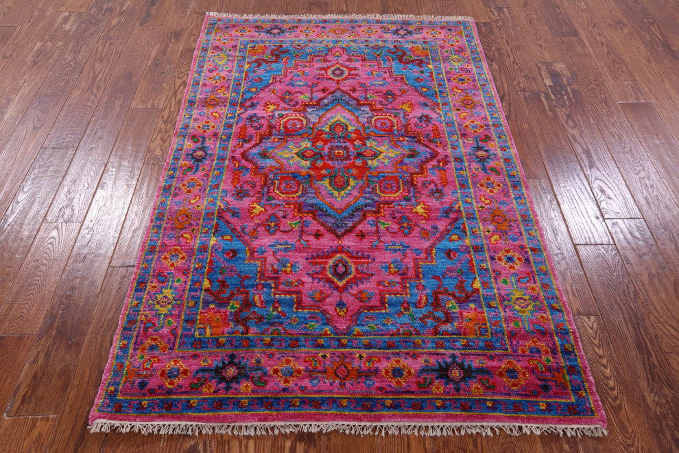 4' 1" X 6' 2" Handmade Heriz Serapi Wool Rug - Q13709
