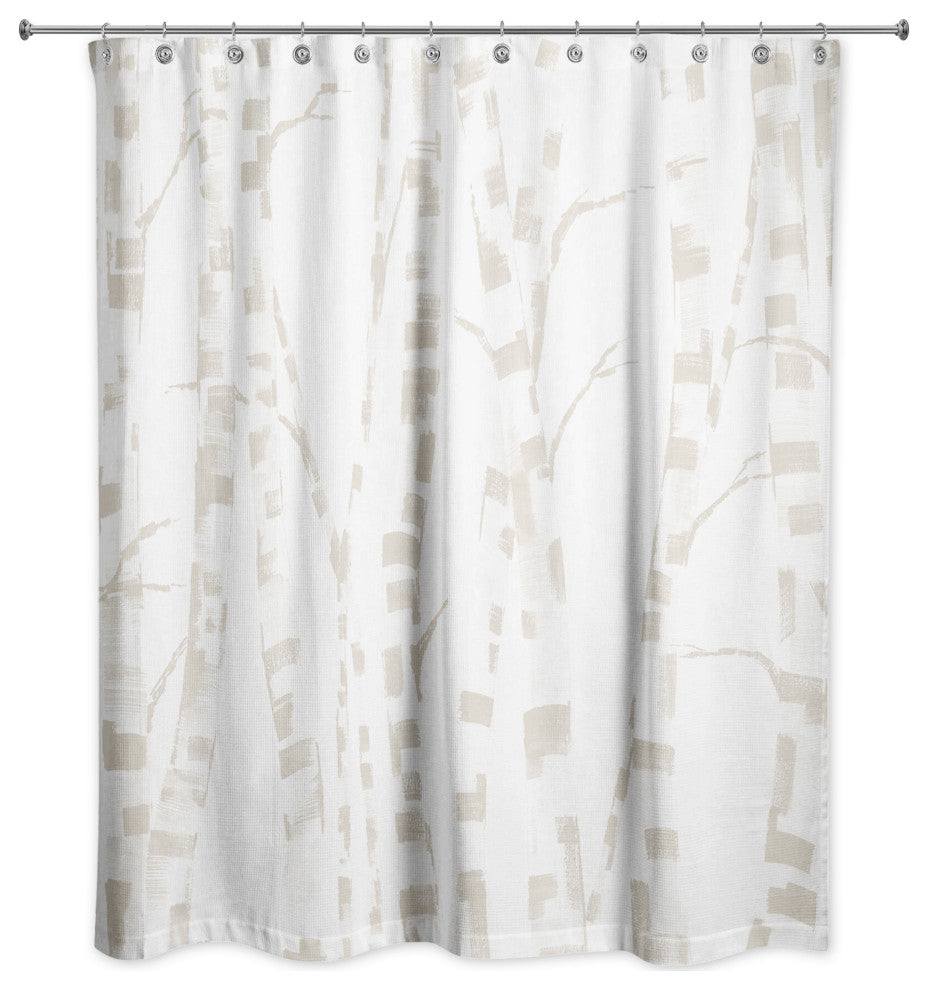 Beige Birch Trees 71x74 Shower Curtain