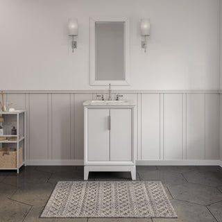 Elizabeth 24" Single Sink Carrara White Marble Vanity, Pure White
