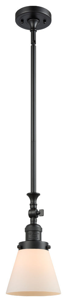 Small Cone 1-Light LED Pendant, Matte Black, Glass: Matte White Cased