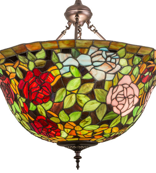 Meyda lighting 77786 24"W Tiffany Rosebush Inverted Pendant