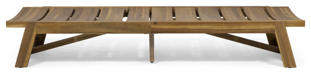 Lillian Outdoor Wood and Iron Chaise Lounge, Teak Finish, Yellow