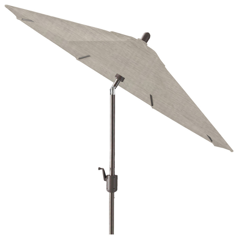 9' Round Push Tilt Market Umbrella, Antique Bronze frame, Sunbrella, Cast Silver