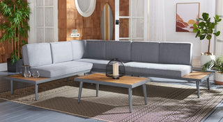 Safavieh Outdoor Guthrie Corner Living Set Natural/Grey