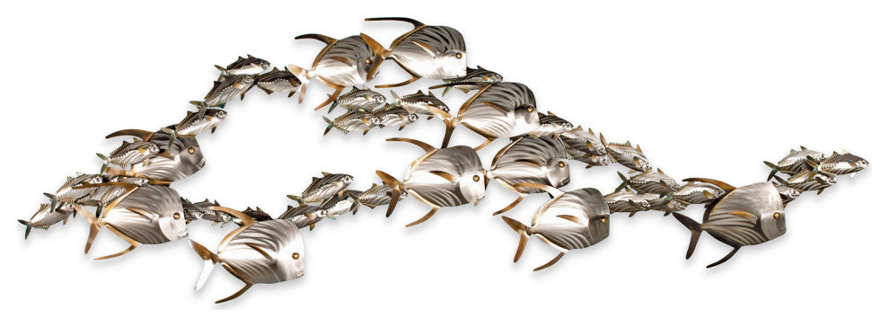 Coastal Home Decor 'Sardines School XL' Steel Contemporary School of Fish Art