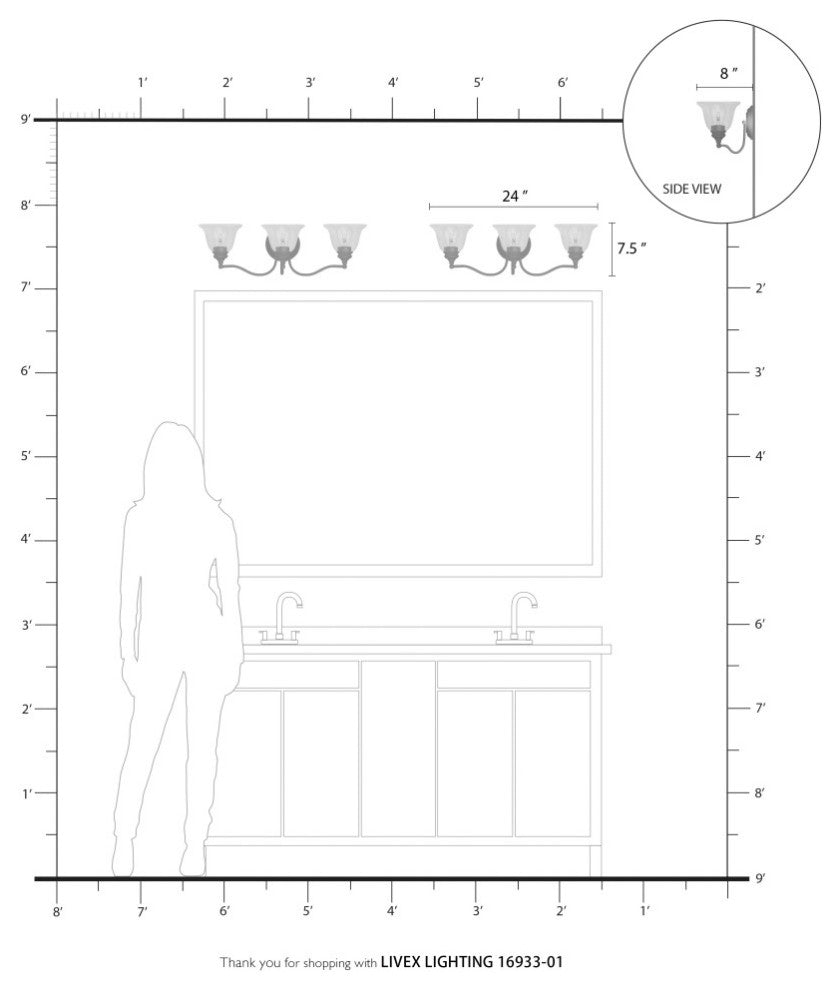 Moreland 3 Light Antique Brass Vanity Sconce