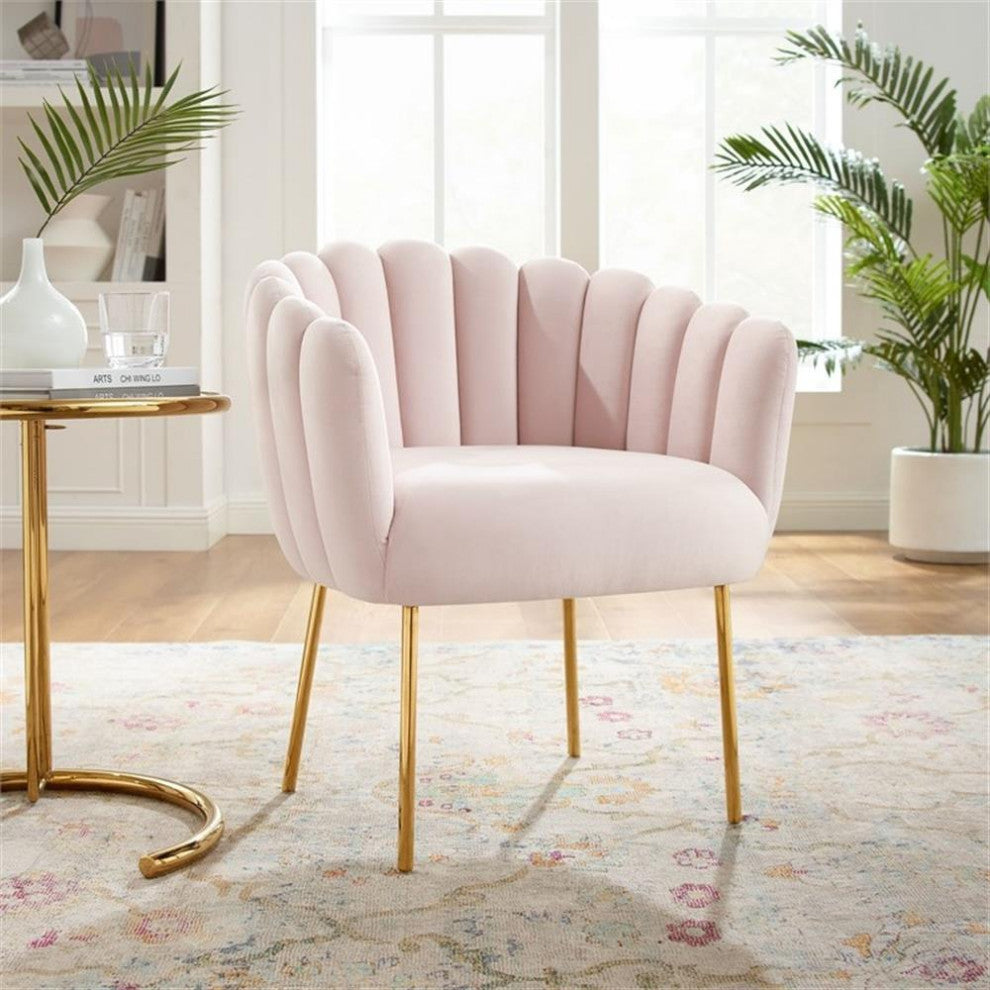 Sanna Channel Tufted Performance Velvet Armchair, Pink
