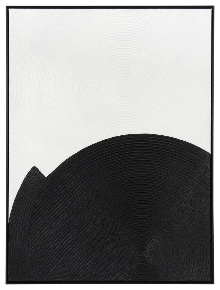 Hand painted Canvas Wall Art-Abstract-Black, Ivory-30" x 39"