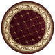 7' Round Burgundy Diamond Fleur De Lis Bordered Indoor Area Rug