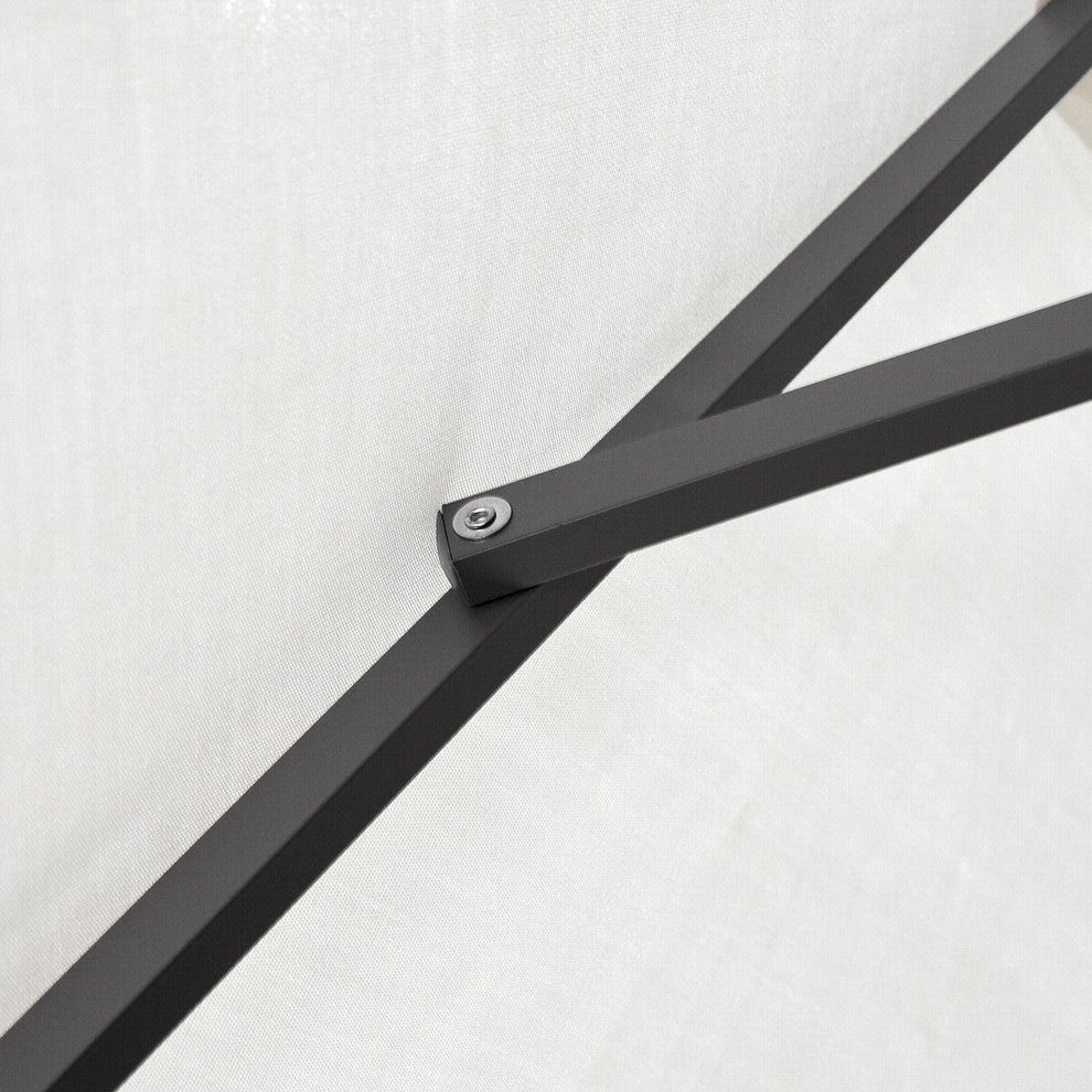 7.5' Gray Push-Button Tilt Crank Lift Aluminum Umbrella, Sunbrella, Aruba