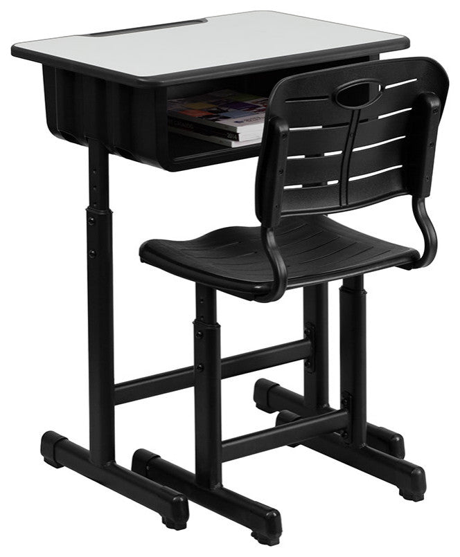 Roseto FFIF39256 Adjustable Height 24"W Student Classroom Desk - Black