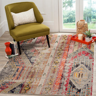 Safavieh Monaco Collection MNC222 Rug, Light Grey/Multi, 6'7" Square