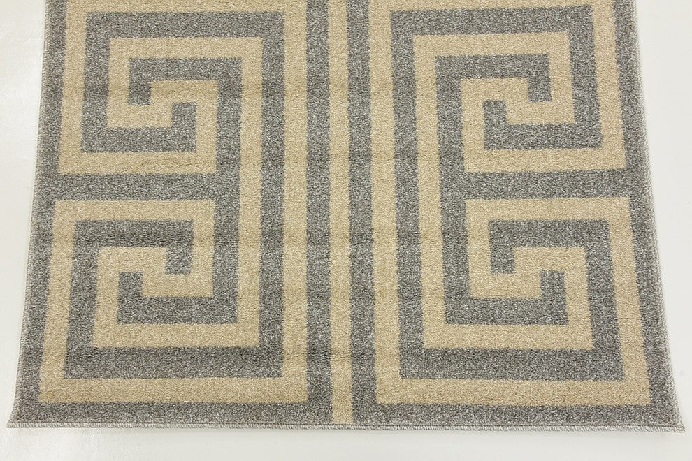 Unique Loom Gray Athens Greek Key 3' 3 x 5' 3 Area Rug