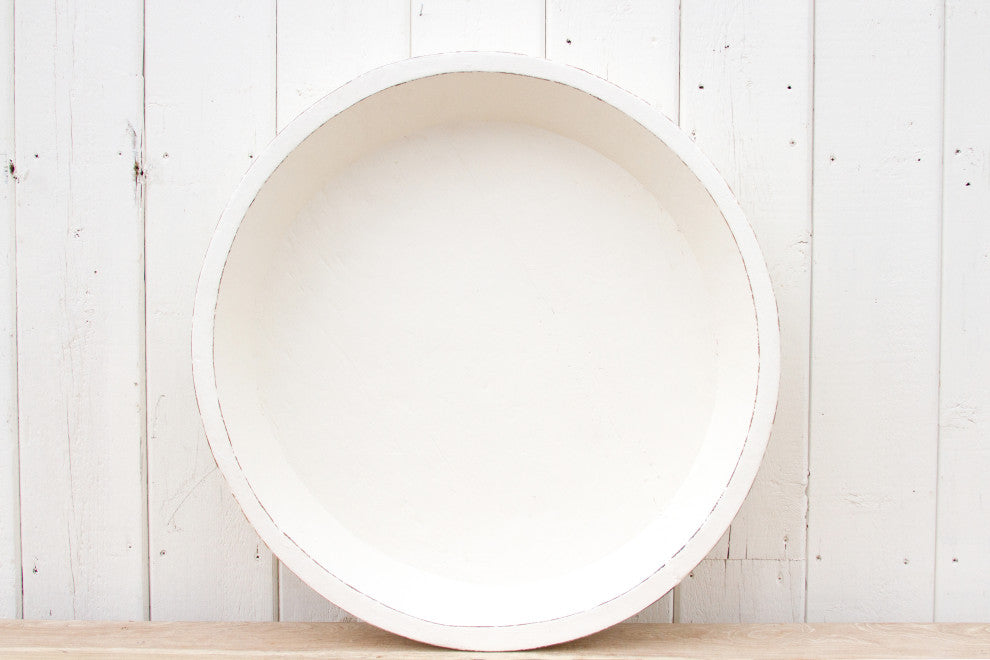 Grand Antique White Dough Bowl