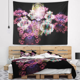 Pink Water Drops on Mirror Abstract Wall Tapestry, 92"x78"