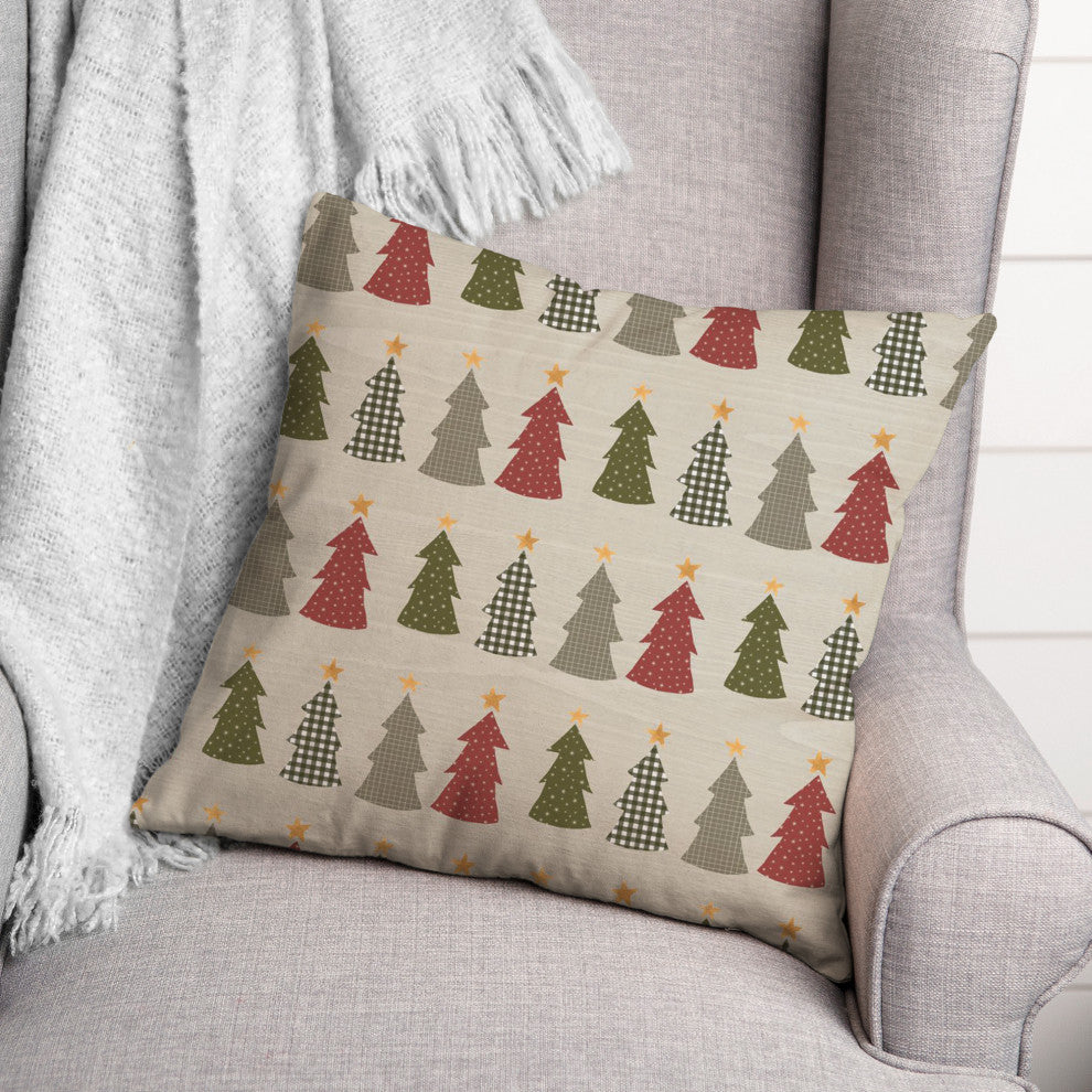 Cream Tree Pattern 18x18 Spun Poly Pillow