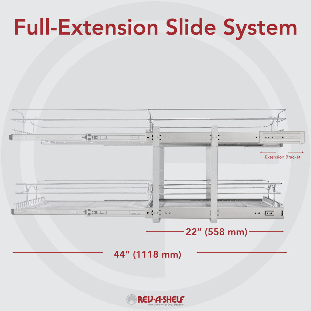 Two-Tier Bottom Mount Pull Out Steel Wire Organizer, 14.75"