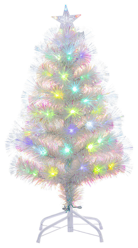 3' White Color Changing Fiber Optic Tree, Multi Color Fiber Optic LED Lights