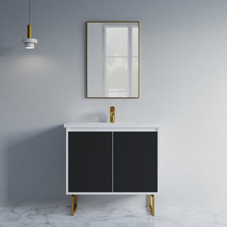 Dello 36" Single Bathroom Vanity Set With Rectangle Legs, Black