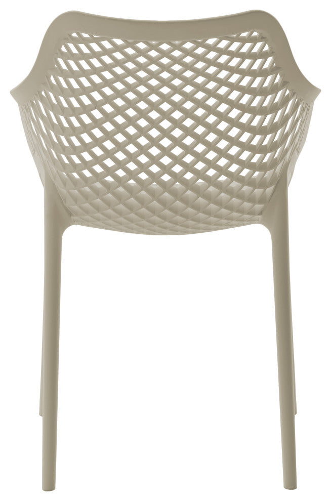 Mykonos Outdoor Patio Dining Chair (Set of 4), Taupe, With Arms
