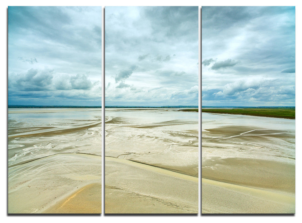 "Low Tide in Mont Saint Normandy" Metal Wall Art, 3 Panels, 36"x28"