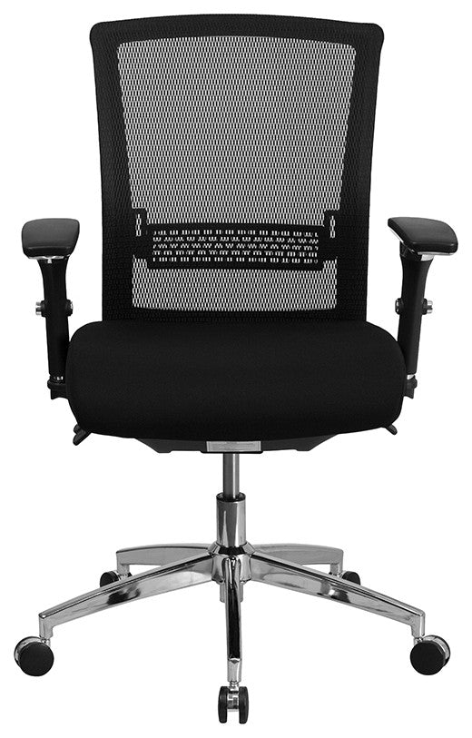 HERCULES Black Mesh Multi-Functional Executive Swivel Chair-Padded Slider Seat