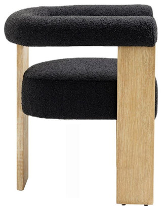 Maklaine 20.5" Mid-Century Fabric Dining Chair in Black/Natural