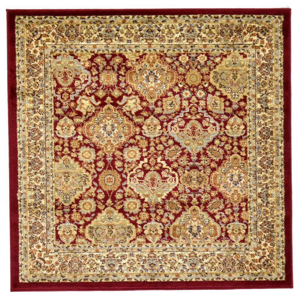 Unique Loom Red Colonial Voyage 4' 0 x 4' 0 Square Rug