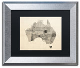 Michael Tompsett 'Australia Postcard Map' Matted Framed Art, Black Mat, 14"x11"