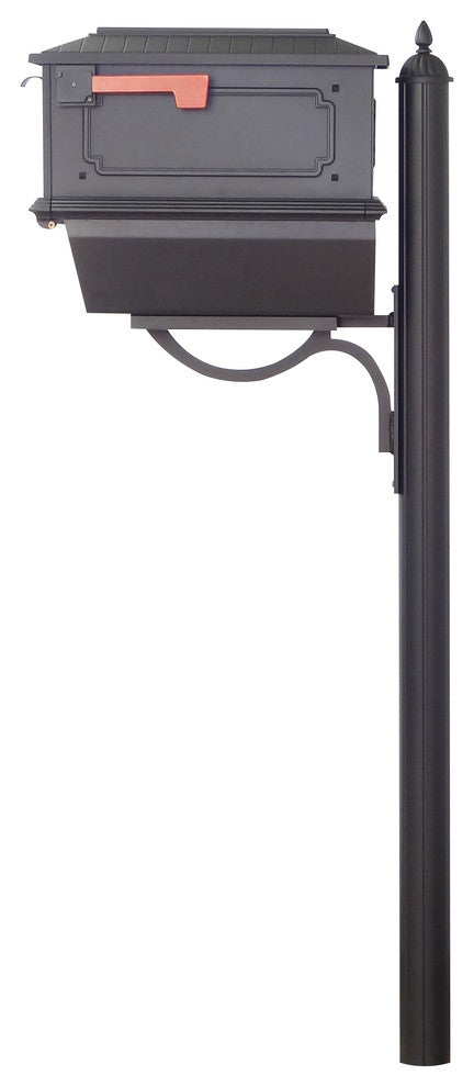 Kingston Curbside Mailbox With Newspaper Tube and Richland Mailbox Post
