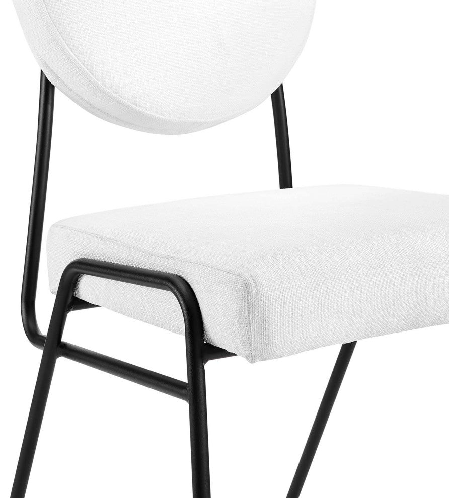 Craft Upholstered Fabric Dining Side Chairs, Set of 2, Black White