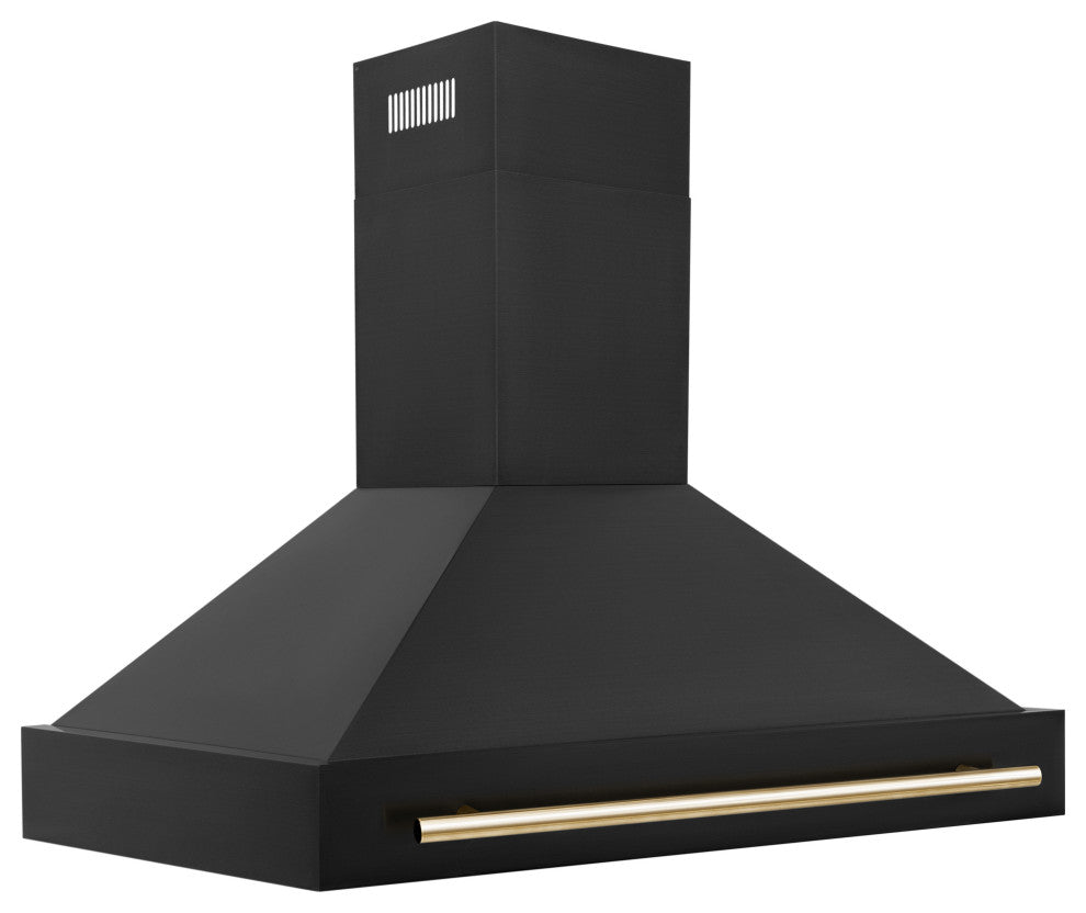 ZLINE 48" Black Stainless Range Hood with Polished Polished Gold (BS655Z-48-G)