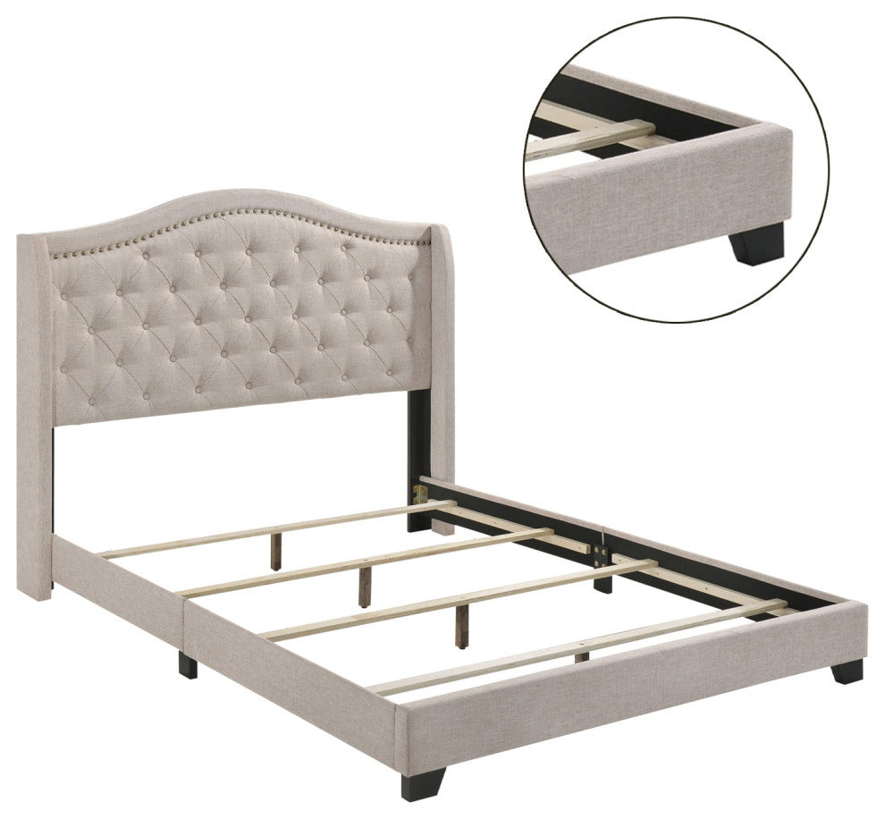 Camel Back Full Bed, Beige