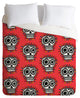 Deny Designs Andi Bird Sugar Skull Fun Red Duvet Cover - Lightweight