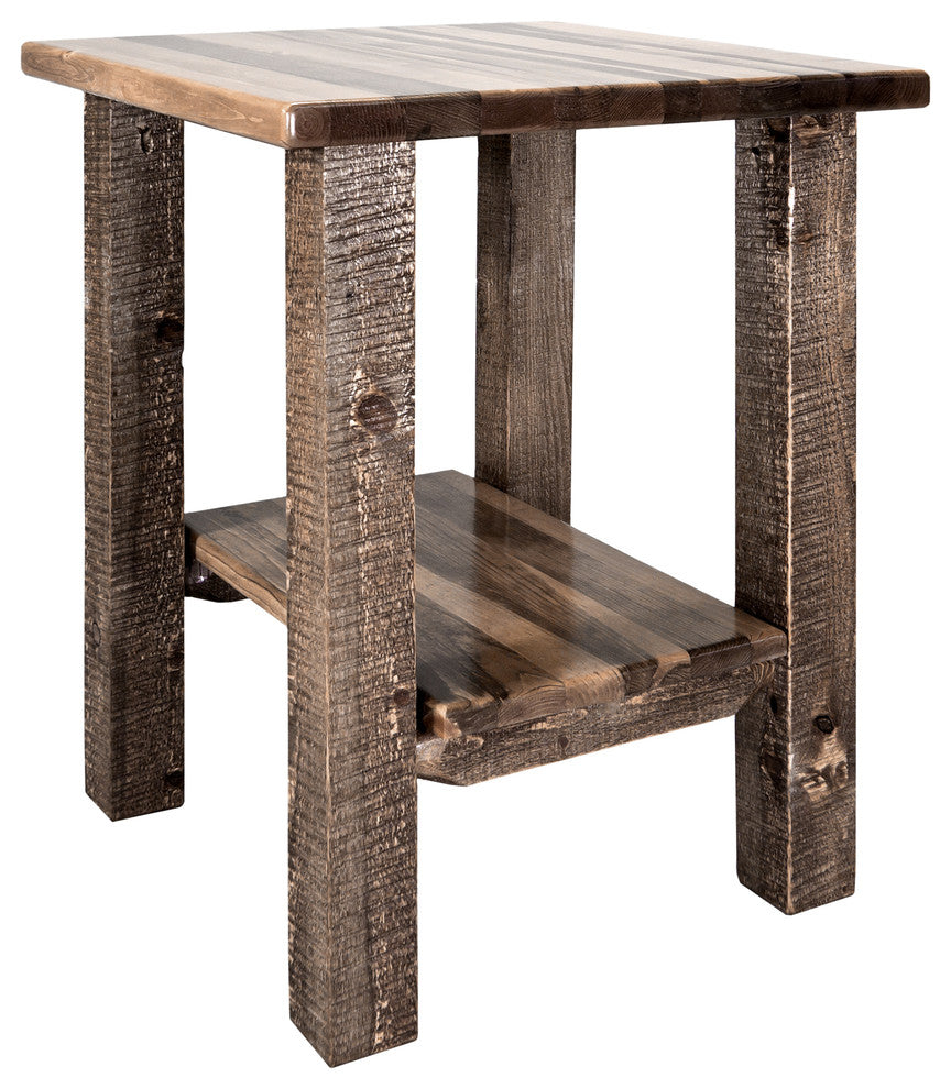 Homestead Collection Nightstand With Shelf, Stain and Clear Lacquer Finish
