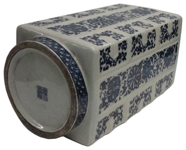 Chinese Blue, White Porcelain Column Shape Vase