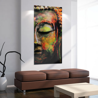 Buddha Wall Art Frameless Free Floating Tempered Art Glass