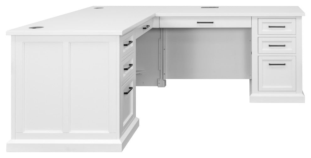 Modern Wood L Desk and Return Writing Table and Return White