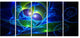 Blue Curly Spiral on Black, Abstract Wall Art Canvas, 60"x28", 5 Panels