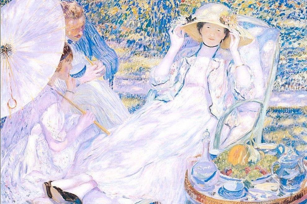 Frederick Carl Frieseke The Hour of Tea, 18"x27" Gallery Wrapped Canvas Print