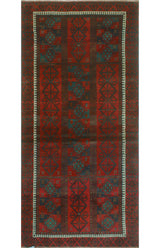 Fine Vintage Distressed Bekzod Red/Burgundy Runner, 3'7 x 7'10