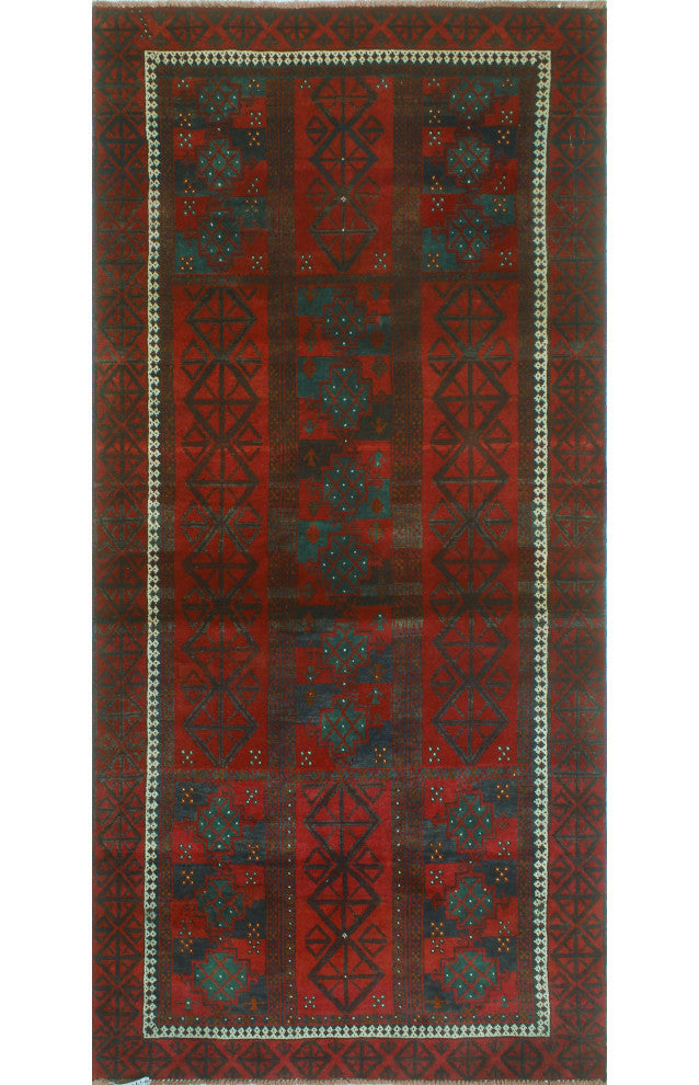 Fine Vintage Distressed Bekzod Red/Burgundy Runner, 3'7 x 7'10